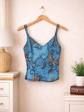 Victoria’s Secret 100% Silk Blue Floral Cami Y2K Vintage Small